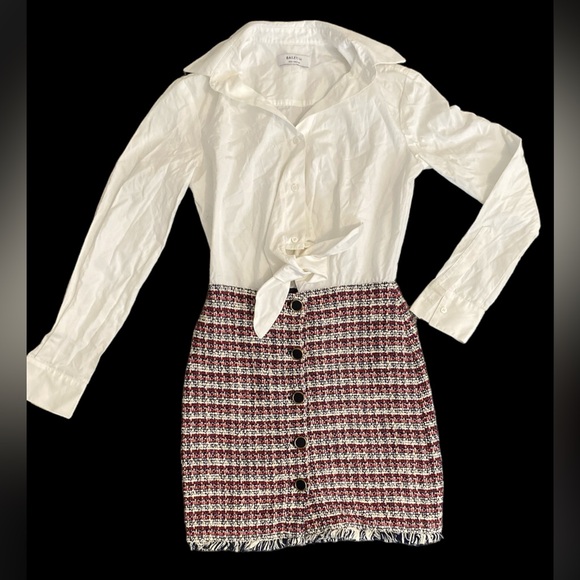 Bailey 44 White Button Up And Tweed Pencil Dress Size Small - Picture 2 of 3
